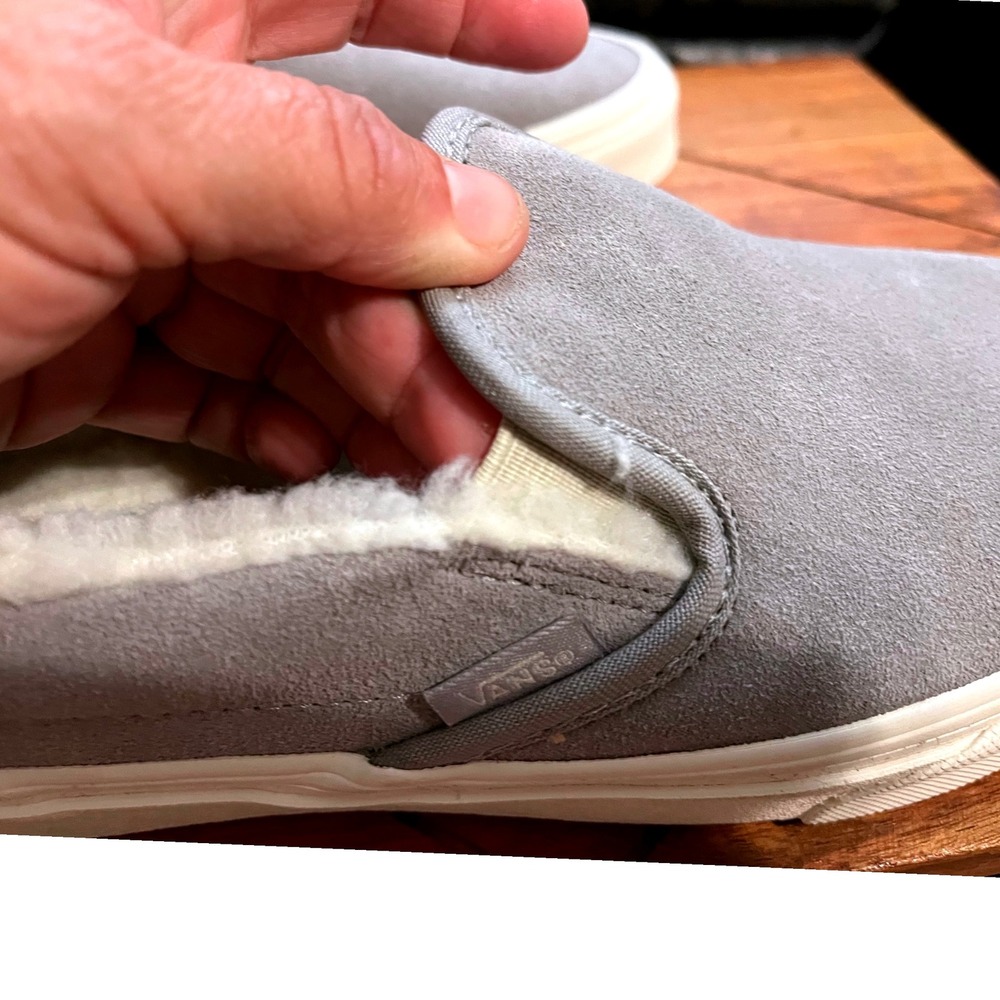 Vans Off The Wall Slip On Gray Suede Sherpa Lined Skate Shoes Womens  7.5 NWB - Picture 4 of 12